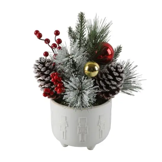 Christmas Mix In 12.5" Ceramic Cracker Footed Pot {1}