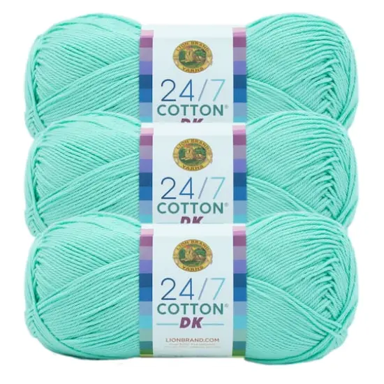 3 Pack Lion Brand&reg; 24/7 Cotton&reg; DK Yarn Fresh Mint {1}