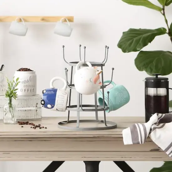 DII&reg; Vintage Coffee Mug Stand Matte Gray {6}