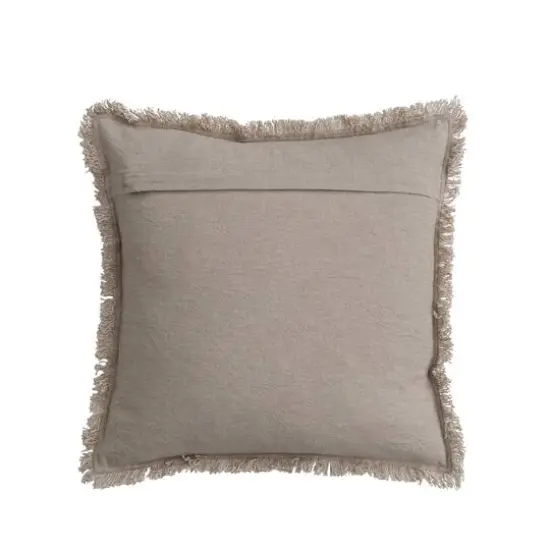 Hello Honey® Natural Woven Cotton Pillow with Chambray Back and Fringe {4}
