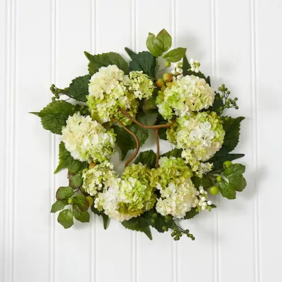 22&rdquo; Green & Cream Hydrangea Wreath {4}