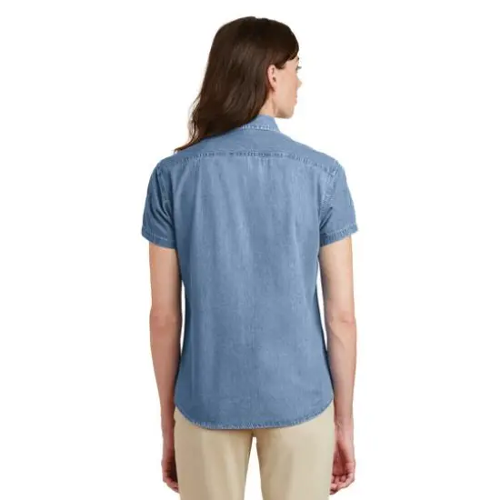 Port & Company&reg; Ladies Short Sleeve Value Denim Shirt Faded Blue {6}