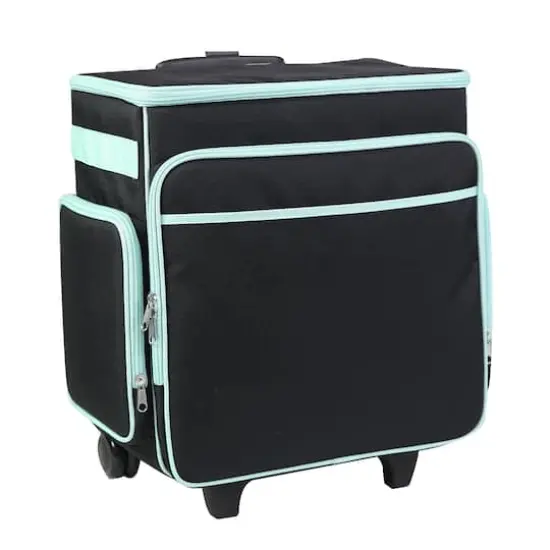 Everything Mary Black & Teal Rolling Craft Bag {10}