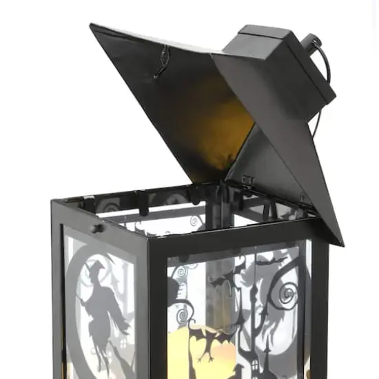 16" Black Halloween Haunted House Lantern {4}