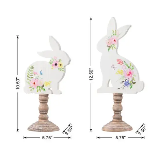 Glitzhome&reg; 12.5" Easter Wooden Bunny Table D&eacute;cor Set {9}