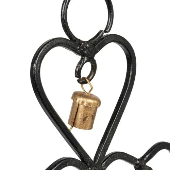 Hello Honey&reg; Black & Golden Hanging Metal Hearts with Bells Wall D&eacute;cor {3}