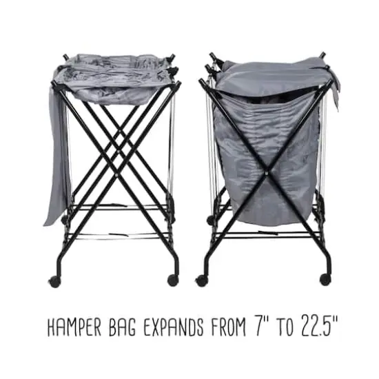 Honey Can Do Black/Gray Double Bounce Back Hamper with Wheels and Lid {17}