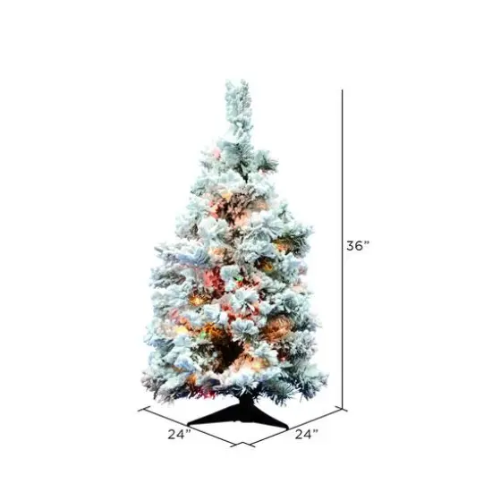 3ft. Pre-Lit Flocked Alaskan Pine Artificial Christmas Tree, Multicolor Dura-Lit&reg; Lights {5}
