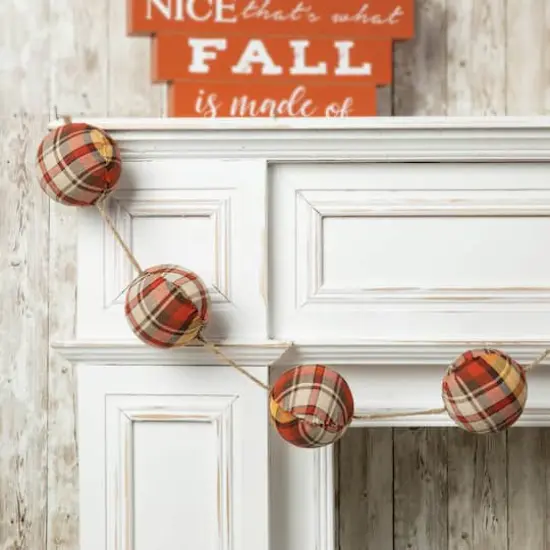 Glitzhome&reg; 78.75" Fall Plaid Balls Garland {4}
