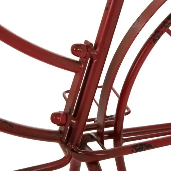 Glitzhome&reg; 25.98" Red Metal Bicycle Planter {9}