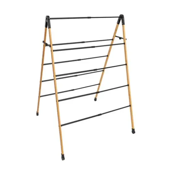 Household Essentials Bamboo V-Shaped Expandable Laundry Drying Rack {15}