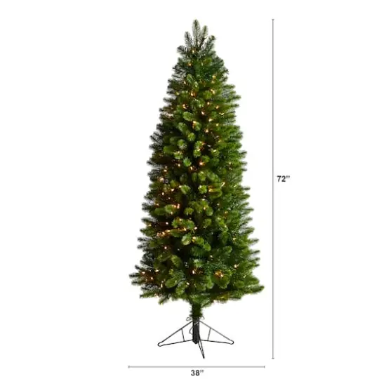 6ft. Pre-Lit Slim Virginia Spruce Artificial Christmas Tree, Warm White LED Lights {8}