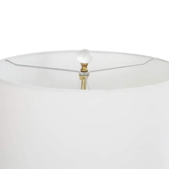 2ft. Gold Metal Abstract Overlapping Ring Accent Lamp with Elevated Square Glass Base {3}