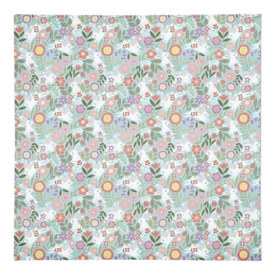 Pastel Bunny Floral Pattern 10" x 10" Cotton Twill Napkin {1}