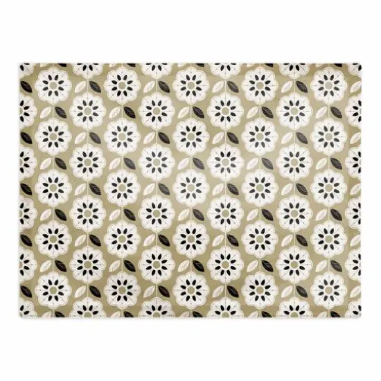 Mod Gold Flower 18" x 14" Cotton Twill Placemat {1}