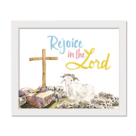 Rejoice In The Lord 20" x 16" White Framed Print Under Plexiglass {1}