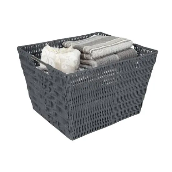 Simplify Large Charcoal Rattan Storage Tote Basket {5}