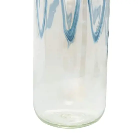 17" Clear Vase with Wavy Blue Design {6}