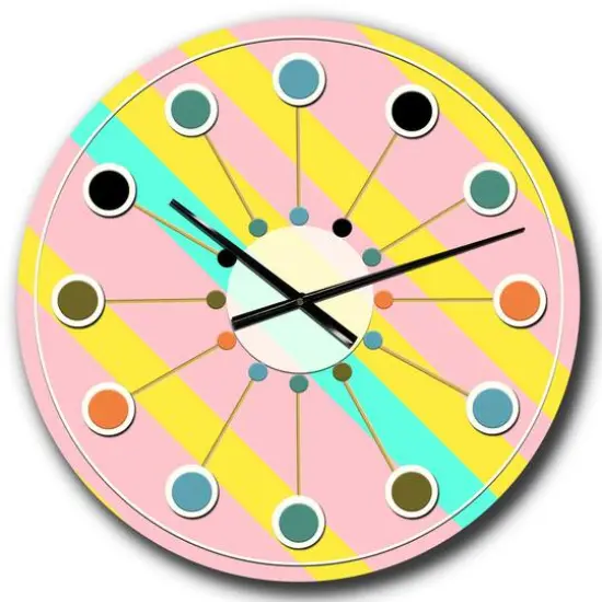 Designart 'Memphis Retro Neon Pattern Mid-Century Modern Wall Clock {1}