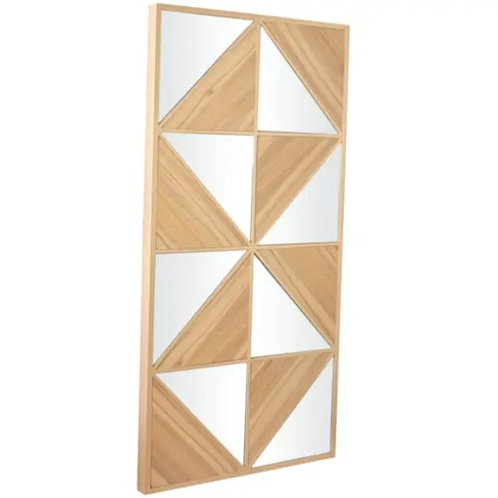 Light Brown Wood Triangle Mirrored Geometric Wall Decor 24" x 2" x 47" {3}