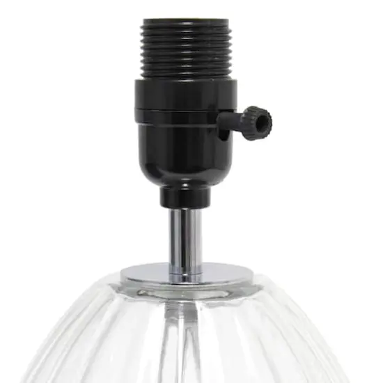 Lalia Home 18" Clear Fluted Glass Bedside Table Lamp with Gray Shade {9}