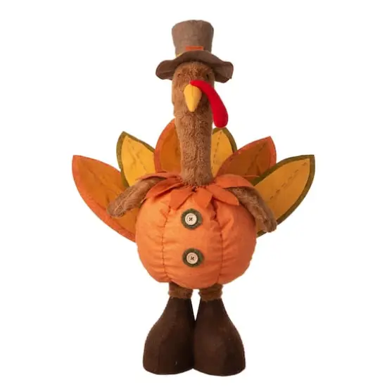 Glitzhome&reg; Lighted Fabric Turkey Standing D&eacute;cor with Telescoping Legs & Timer {1}