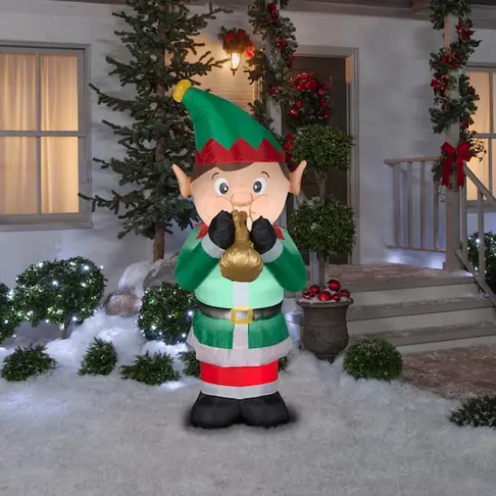 6ft. Inflatable Trumpet Playing Elf {3}