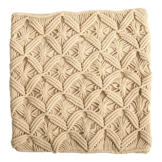 18" Bohemian Diamond Woven Macram&eacute; Pillow Cover {1}
