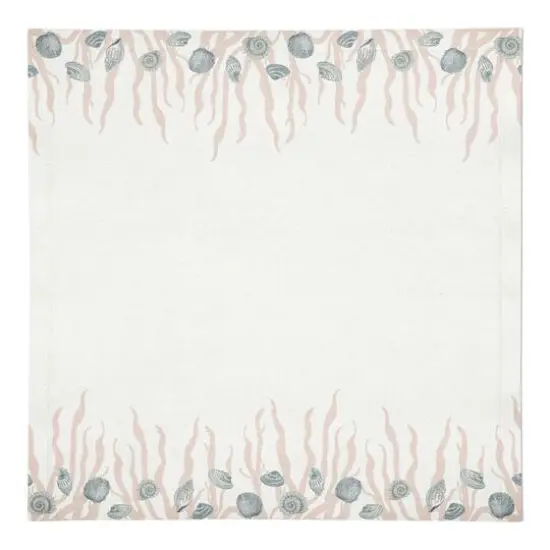 Shell & Coral Border Cotton Twill Napkin Blue/Blush/White {1}