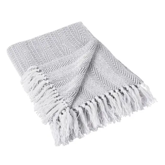 DII&reg; Gray Herringbone Stripe Throw {1}
