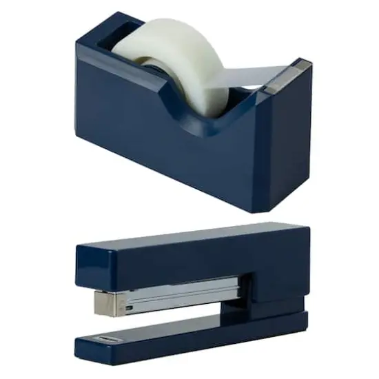 JAM Paper Stapler & Tape Dispenser Set Navy Blue {1}