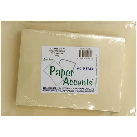 PA Paper&trade; Accents Card & Envelope Pack, 5" x 7" Ivory {1}