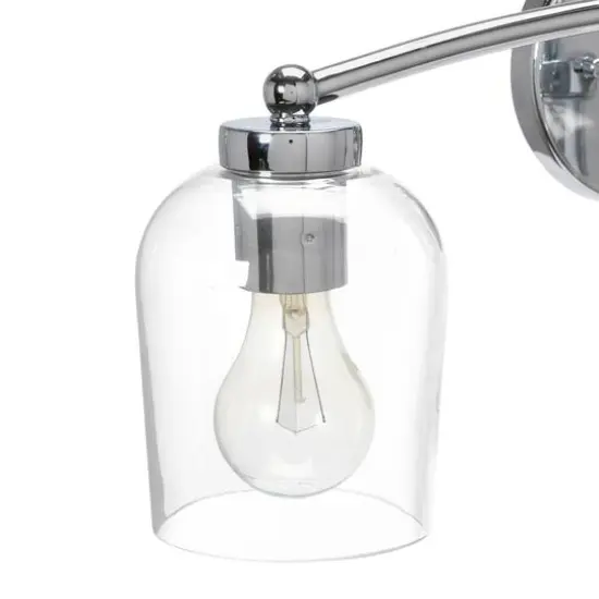 Hello Honey&reg; Robert Stevenson Lighting Adrian Metal & Clear Glass 3-Light Vanity Chrome {8}