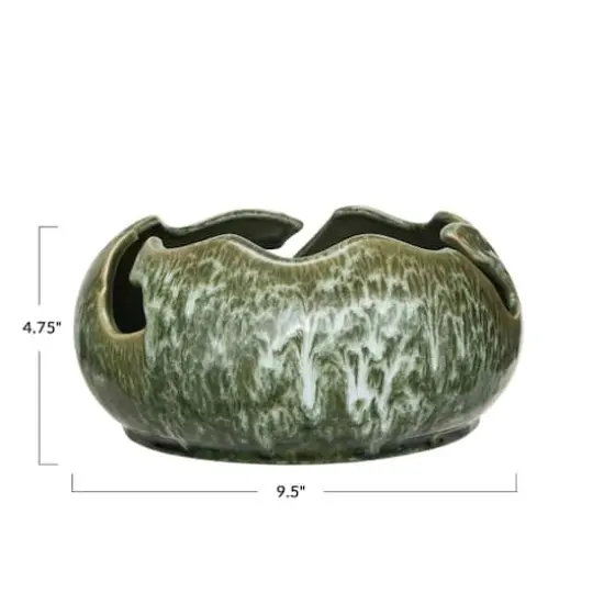 Hello Honey&reg; 10" Green Stoneware Organic Shaped Bowl {6}
