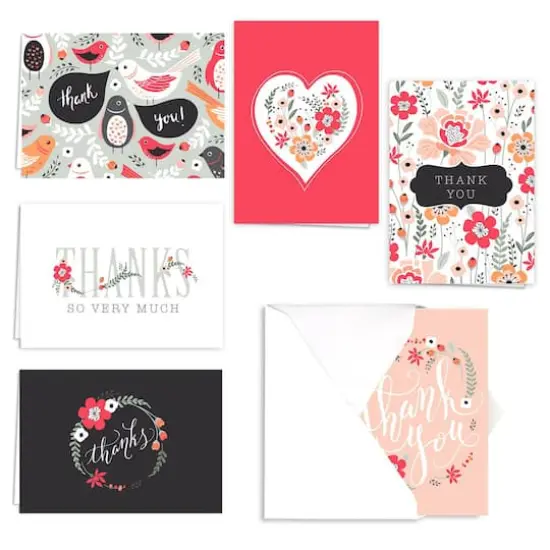 JAM Paper Assorted Floral Design Blank Thank You Cards Set, 36ct. {1}