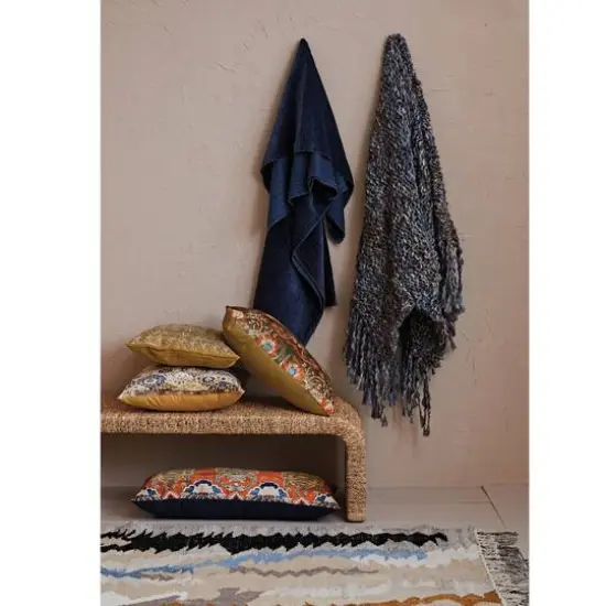 Hello Honey&reg; 24" Multicolor Birds & Flowers Cotton Velvet Lumbar Pillow {3}