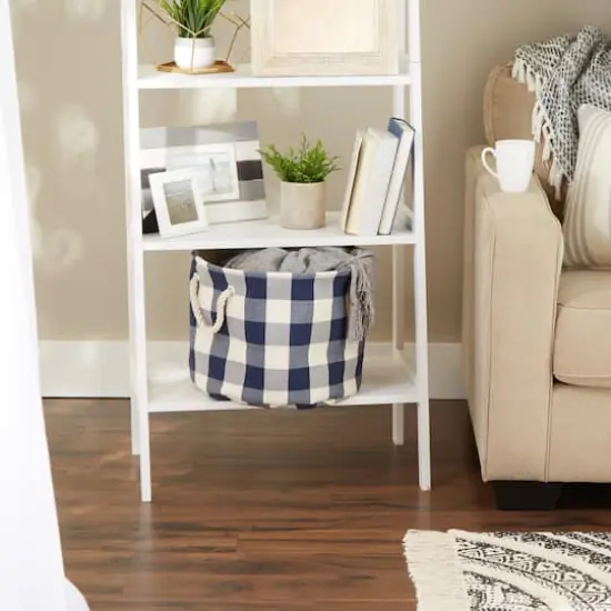 DII&reg; Medium Buffalo Check Round Storage Bin Navy/Off White {7}