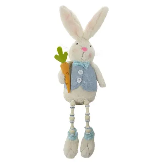 22" Blue & White Boy Easter Bunny Beaded Figure {1}