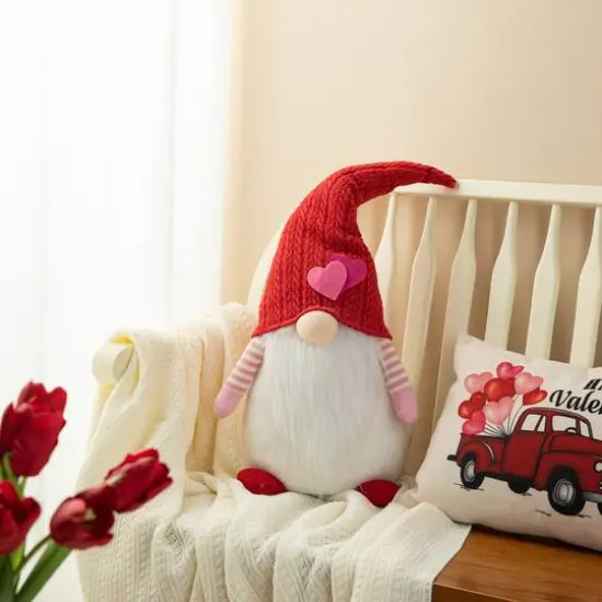 Glitzhome&reg; 25.5" Valentine's Standing Fabric Gnome D&eacute;cor {3}