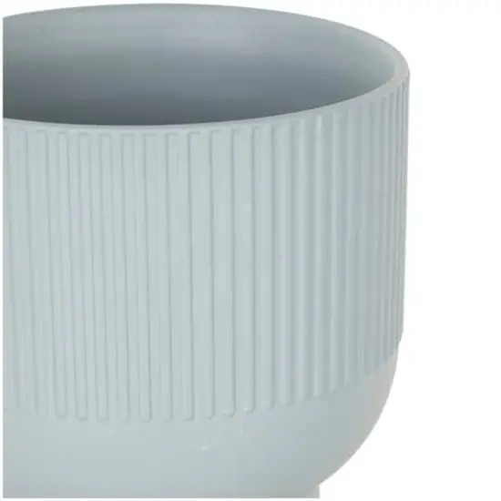 Light Blue Ceramic Planter with Tapered Base Set {4}