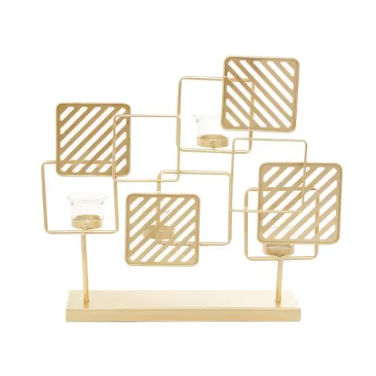 Gold Metal Contemporary Candelabra, 16" x 18" x 5" {7}