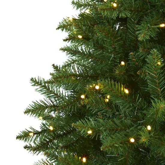 7.5ft. Pre-Lit Green Valley Fir Artificial Christmas Tree with Clear LED Lights {4}