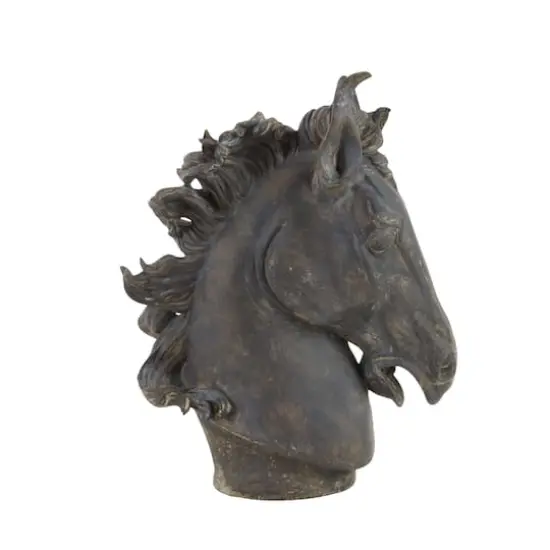25" Brown Polystone Traditional Horse Sculpture {4}