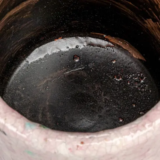 Hello Honey&reg; 4.75" Matte Pink Crackle Glaze Decorative Terra Cotta Planter {9}