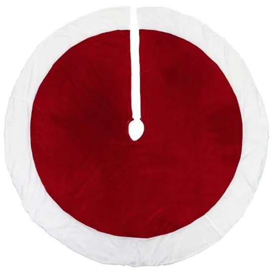 5ft. Red & White Velvet Christmas Tree Skirt {5}
