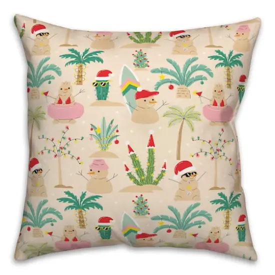 Sand Snowmen Throw Pillow {1}
