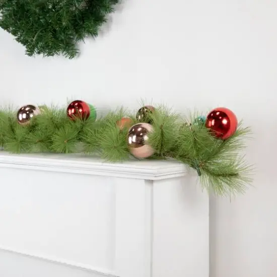 6ft. Unlit Multicolor Ornaments Long Needle Pine Artificial Garland {5}