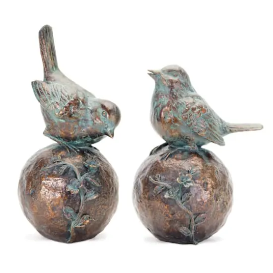Copper & Blue Bird Orb Set, 8.5" & 10.5" {1}