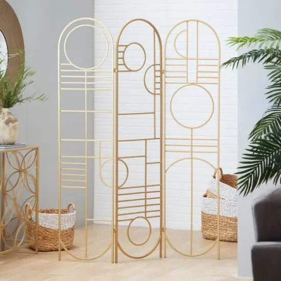 Gold Metal Modern Room Divider Screen 69" x 50" x 1" {8}