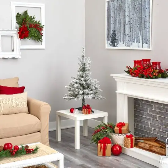 3ft. Pre-Lit West Virginia Spruce Artificial Christmas Tree, Clear LED Lights {6}